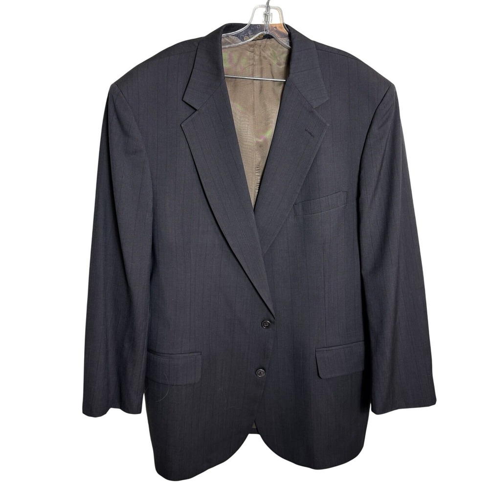 Vtg 80s Harmony Clothes Men 50L Pure Wool Blazer Sport Coat Charcoal Black